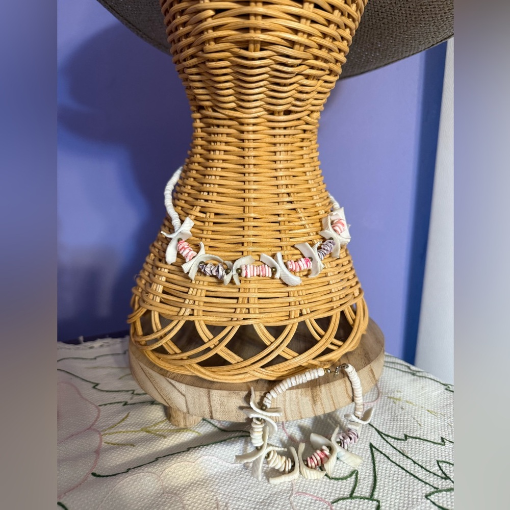 White, Pink & Purple Shell Necklace Set